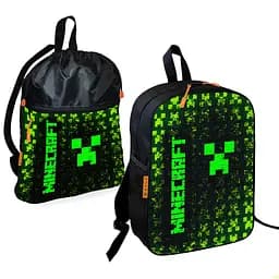 Шкільний рюкзак дитячий Minecraft + Сумка для взуття спортивної форми рюкзак-мішок для хлопчика (01713)