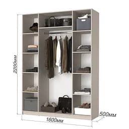 Шафа 4-дверна з антресоллю MebelStar Оскар ДСП BL-B, стандарт 160x52x260 см Дуб тахо (MBS-4998) - мініатюра 3