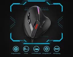 Вертикальна миша провідна Zelotes T-50 RGB підсвічуванням - мініатюра 9
