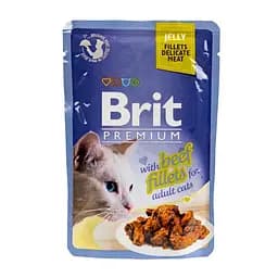 Вологий корм Brit Premium Cat Pouch для кішок, філе яловичини в желе, 85 г
