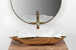 Умивальник Rea Infinity 62x33 white/gold (REA-U3400), Глянцева - мініатюра 5
