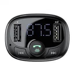 FM-модулятор трансмітер Baseus T-Typed + bluetooth (2USB) CCTM-01 Black - мініатюра 6