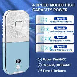 Портативний ручний вентилятор з цифровим дисплеєм USB - мініатюра 2