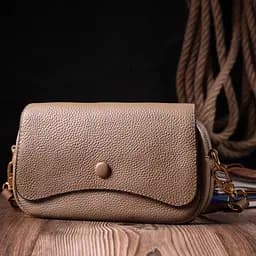 Стильна сумка жіноча з клапаном з натуральної шкіри Vintage 22432 бежева - мініатюра 6
