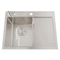 Кухонна мийка накладне з нержавіючої сталі з правим крилом 1.5 мм Nett NS-6045(R), Нержавіюча сталь