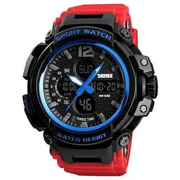 Наручные часы мужские 1343 Black-Blue-Red Wristband Skmei acs0030800