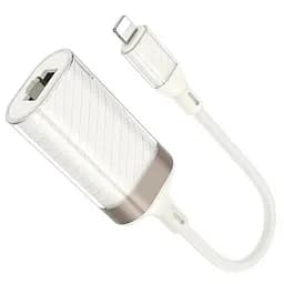 Перехідник Hoco UA41A Crystal Lightning to RJ45 100 Mbs (0.15m) Apricot - мініатюра 4