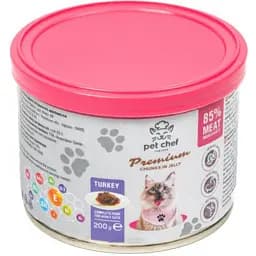 Вологий корм для котів Pet Chef шматочки в желе з індичкою 200 г 