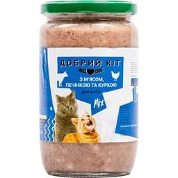 Вологий корм для котів Добрий Кіт з м'ясом, печінкою та куркою 660 г