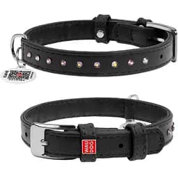 Нашийник для собак Waudog Glamour шкіряний з QR паспортом, з клейовими стразами, XS, Ш 12 мм, Дов 21-29 см (4820082499051)