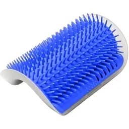 Щетка-чесалка для кошек Semi угловая с креплением к стене для удаления шерсти голубая