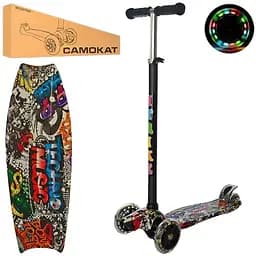 Самокат детский iTrike с подсветкой 40х13х79-88 см Черный 000222631