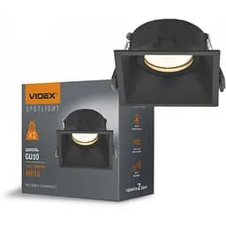 Світильник Videx під лампу GU10 врізний Квадрат Чорний VL-SPF09S-B