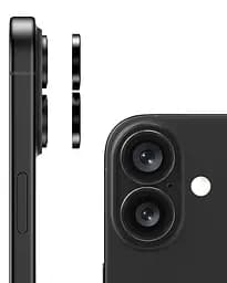 Захисне скло DK для Apple iPhone 16 на камеру Lens Metal Ring Eagle Eye 018465 black 2 шт. - мініатюра 4