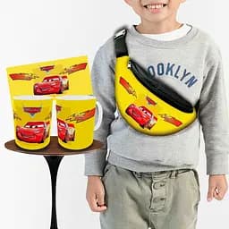 Набір: дитяча сумка-бананка+кружка Тачки Блискавка Маквін 32х15см, бананка для хлопчика через плече на подарунок (00981)