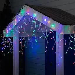 Новорічна святкова гірлянда бахрома 120 Led прозорий провід 3х0.5 м різнокольоровий