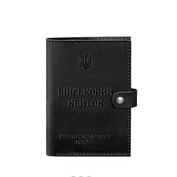 Шкіряна обкладинка-портмоне для військового квитка 15.0 чорна Crazy Horse - мініатюра 6