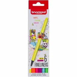 Набір лінерів FINELINER Neon Неонові кольори 6 кольорів Bruynzeel