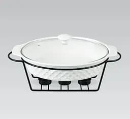 Мармит керамический Maestro MR-11559-74 Овальная мармитница с крышкой на подставке 37смх24см 2,3л Белый