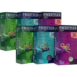 Набор презервативов Freestyles Ultra Light+Ribbed+Max Pleasure 6 упаковок х 12 шт.
