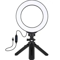 Кільцева USB LED лампа Puluz PKT3059B 6.2"+ настільний штатив