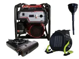 Бензиновий генератор EF Power 2,8/3,0 кВт, однофазний, ручний запуск + газова плитка Orcamp CK-505 + електричний обігрівач Gardyer HE2000 та лійка (KYH3600-IV(K))