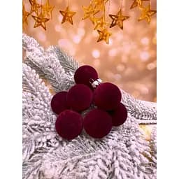 Набір ялинкових куль Оксамит 8 шт Бордовий