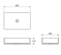 Умивальник накладний Imprese Black Edge 60,5x35,5x11,5 см білий/чорний i11099, Білий - мініатюра 4
