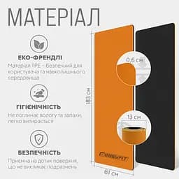 Килимок для йоги та фітнесу TPE+TC 6 мм двошаровий + Чохол помаранчевий з чорним EasyFit fit0025055 - мініатюра 5