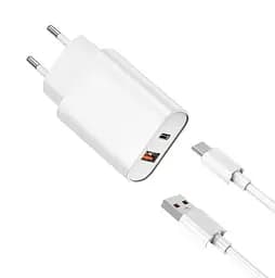 Мережевий зарядний пристрій Wiwu Wi-U002 PD QC charger set with EU plug USB to Type C Білий