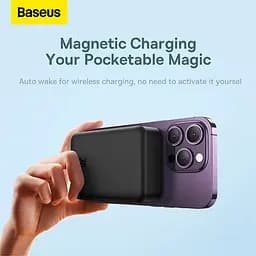 Зовнішній аккумулятор Baseus Magnetic Mini Wireless Power Bank 20000mAh PPCX150001 чорний - мініатюра 7
