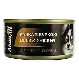 Влажный корм для собак AnimAll, утка с курицей, 85 г