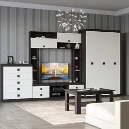 Вітальня Еверест Соната Комплект 28 (модульна - 4 елементи) венге темний/білий (EVR-2515)