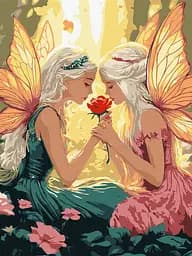 Набір для розпису по номерах Феї серед квітів, Ideyka, 30x40 см, КНО8575