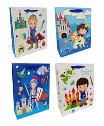 Подарочный пакет картонный, 200 г/м², Рыцарский, 26x32x10 см, 6 шт. в упаковке, 2121 (в ассортименте)