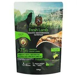 Сухий корм Ambrosia Mediterranean для дорослих собак усіх порід з ягням 100 г