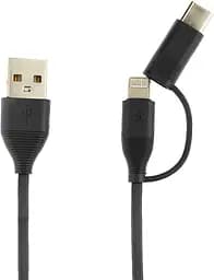 Кабель TOTU LI11 Fruitfull-Series 3 in 1 Cable 0.25m Black - мініатюра 2