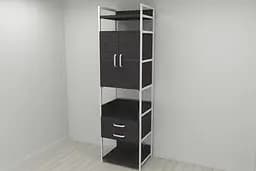 Шкаф Гардероб Уни секция 5 серии Коннект Ferrum-decor 220x60x50см Белый металл ДСП Венге Магия 32 мм (FRD-104520)