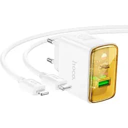 Зарядний пристрій Hoco CS42a 30W адаптер живлення на 2 виходи + кабель Usb-C Lightning білий