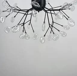 Потолочная каскадная люстра на 36 плафонов в черном цвете Line.F Цвет плафона Прозрачный