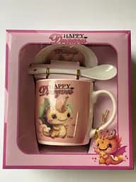 Новогодняя чашка Дракон 350 мл с тарелкой и ложкой в коробке kru-nr-dragon-10 Gee!