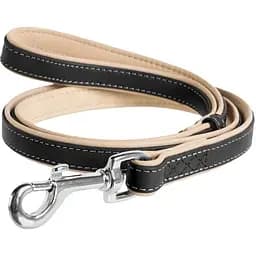 Поводок для собак Waudog Soft кожаный, черный