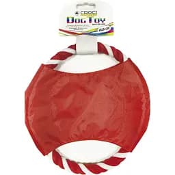 Игрушка для собак Croci Нейлоновый фрисби с канатом красная 23 см