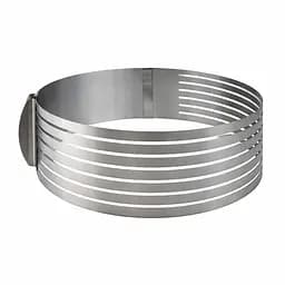 Розсувна форма кільце кондитерське з прорізами слайсер для нарізки коржів бісквіту 24-30 см (H 8 см) Сірий 88205