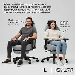 Крісло для геймерів Anda Seat Luna Pro Size L Gray Fabric (AD18T-44-G-F) - мініатюра 2