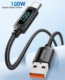Кабель ESSAGER Enjoy LED Digital Display USB Charging Cable 7 A USB A Type C 2 м Black (EXCT-XYA01-P) - мініатюра 2