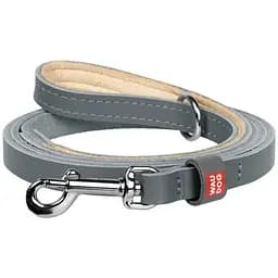 Повідець для котів та дрібних собак Waudog Classic шкіряний XXS-XS сірий