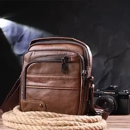 Зручна чоловіча сумка через плече з натуральної шкіри Vintage 21480 світло-коричневий - мініатюра 7