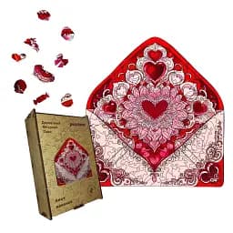 Деревянный фигурный пазл Лист Любви, А3, Деревянная коробка 200 элементов