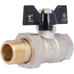 Кран шаровой Thermo Alliance "Американка" Base 1/2"ВН прямой, PN40, бабочка SD221W15